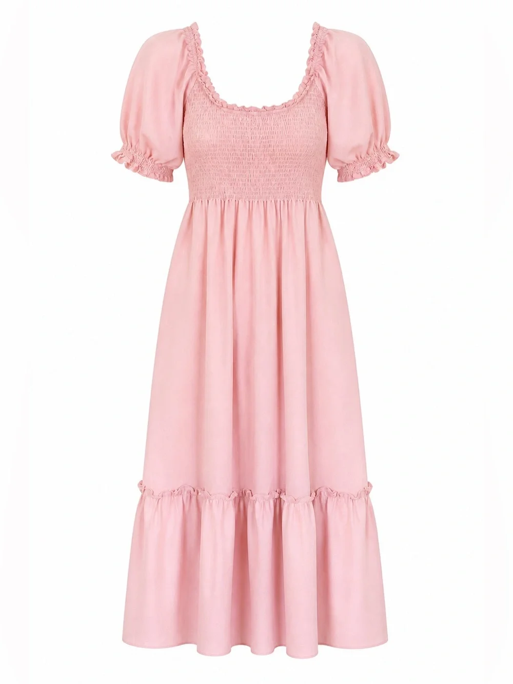 Hill House Home Louisa Nap Midi Dress Pink Smocked Puff Sleeve Size L - Picture 4 of 10